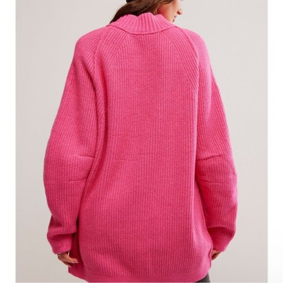 NWT FREE PEOPLE Sunbeam Sweater / Hot Pink Size S - Picture 3 of 14
